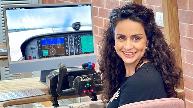 Actress Gul Panag Shares Pictures With A Simulator As She Practices Her Pilot Skills