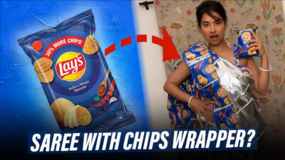 Make Saree With Chips Wrappers