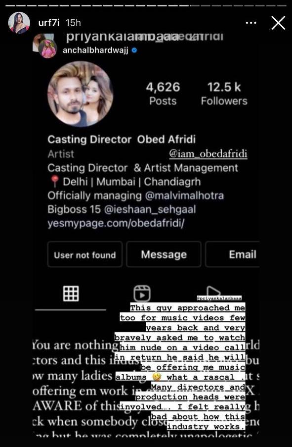 Urfi Javed Blames Punjabi Casting Director Obed Afridi Of Sexual Harassment & Fraud