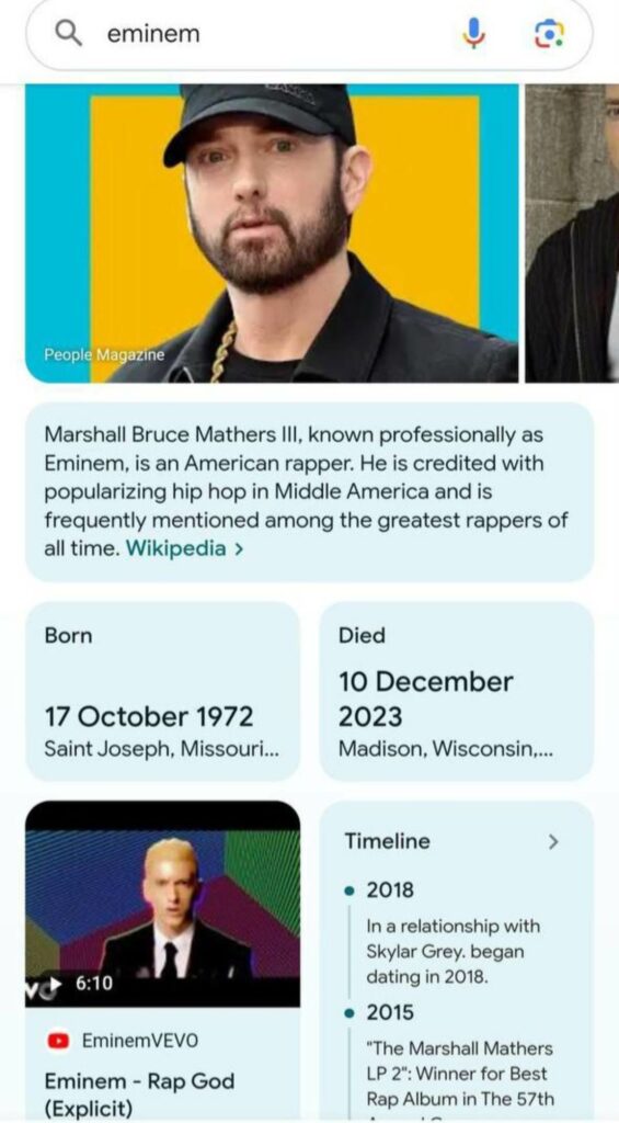 Has Eminem Passed Away? As His Wikipedia Shows He Died; Fact Check