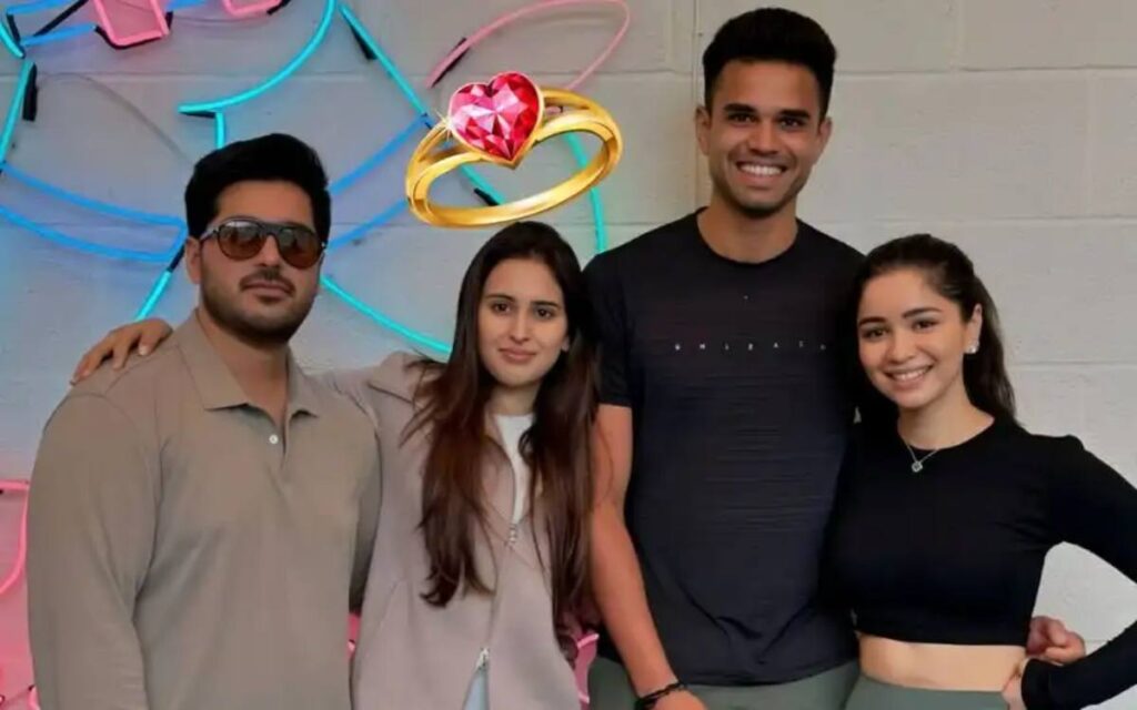 Saaniya Chandok with Arjun Tendulkar during engagement, who is Saaniya Chandok in Mumbai event