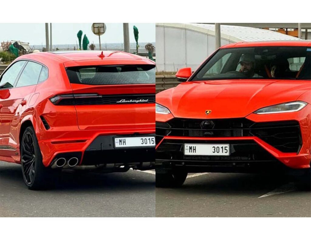 3015 प्लेट के साथ रोहित शर्मा की लाल लेम्बोर्गिनी उरस, अपने बच्चों को समर्पित है