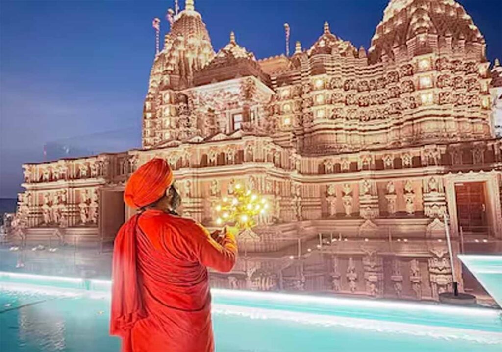 गंगा आरती ने बीएपीएस हिंदू मंदिर अबू धाबी अनुभव 1 भारतीय आदमी गवाह ** गंगा आरती में बाप हिंदू मंदिर अबू धाबी