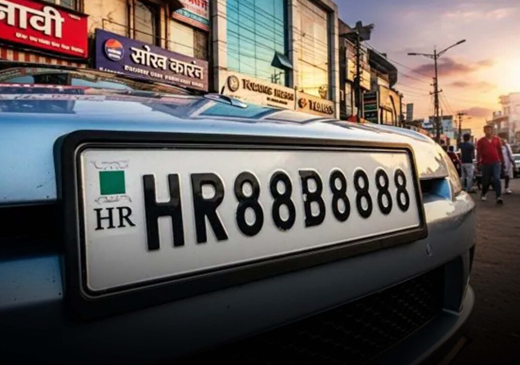 HR88B8888 fancy number auction screenshot from Haryana transport portal