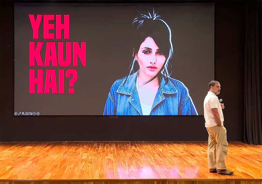 Rahul Gandhi shows Brazilian model photo in Haryana voter list