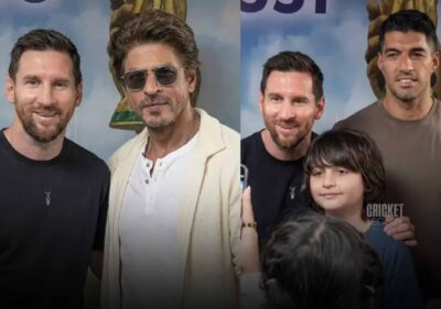 GOAT India Tour: Lionel Messi Meets Shah Rukh Khan, Poses With Son AbRam in Kolkata