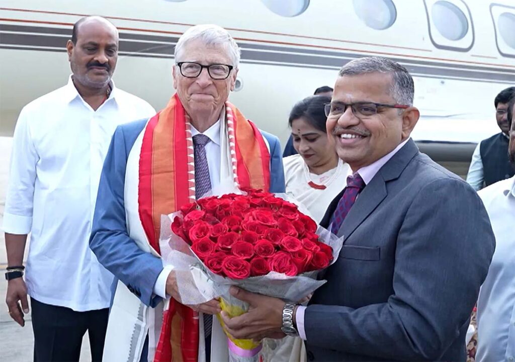 Bill Gates delivering keynote at AI Summit 2026 in New Delhi