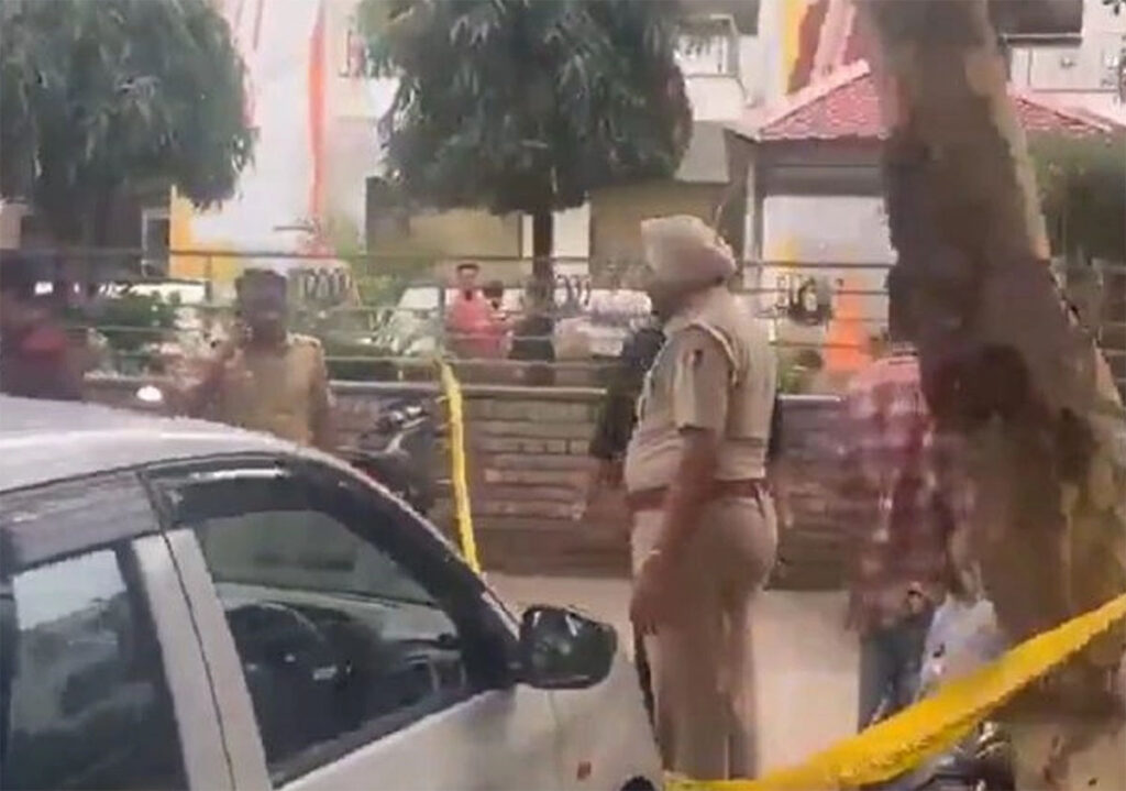 Police team outside BJP office after BJP Punjab headquarters blast Chandigarh