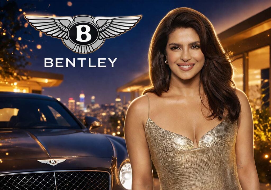 Priyanka Chopra Bentley ambassador campaign luxury car photoshoot